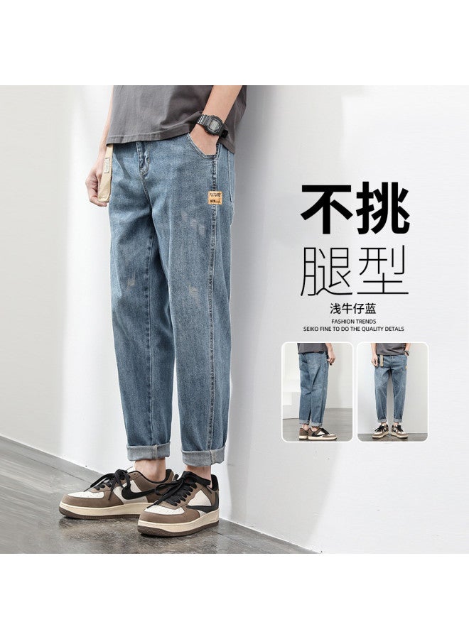 TonLion 2025 Spring Collection Men's Distressed Ripped Jeans - American Retro Loose Fit Harem Straight Leg Denim Pants - Image 2