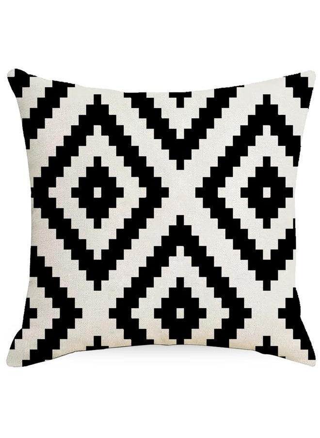 yongsheng 4-Piece Decorative Geometric Design Sofa Pillow Set ‎ Cotton Black/Beige-45*45cmLinen Square Cushion Cover Standard Pillowcase for Men Women Home Decorative Sofa Armchair Bedroom  - Image 4