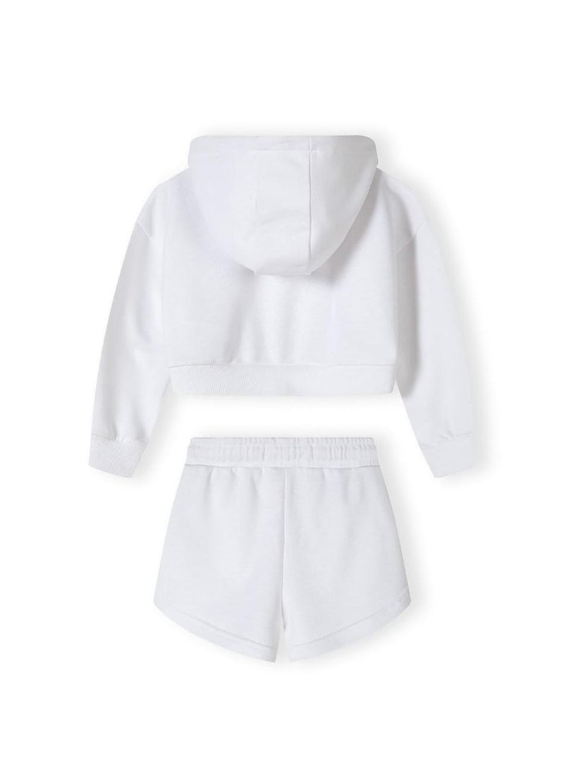 MINOTI Kids Girls Hoodie and Shorts Set with Print and Zip - Image 3