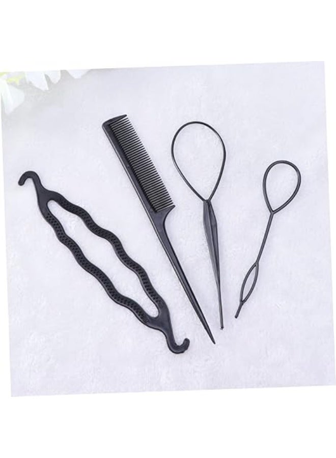 4 قطع من أدوات تصفيف كعكة الشعر لسهولة صنع الضفائر وذيل الحصان، إكسسوارات تصميم شعر عصرية للنساء والفتيات للاستخدام اليومي - Image 4