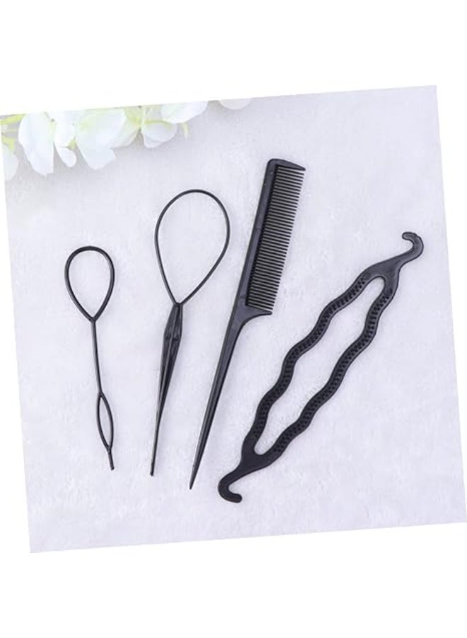 4 قطع من أدوات تصفيف كعكة الشعر لسهولة صنع الضفائر وذيل الحصان، إكسسوارات تصميم شعر عصرية للنساء والفتيات للاستخدام اليومي - Image 2