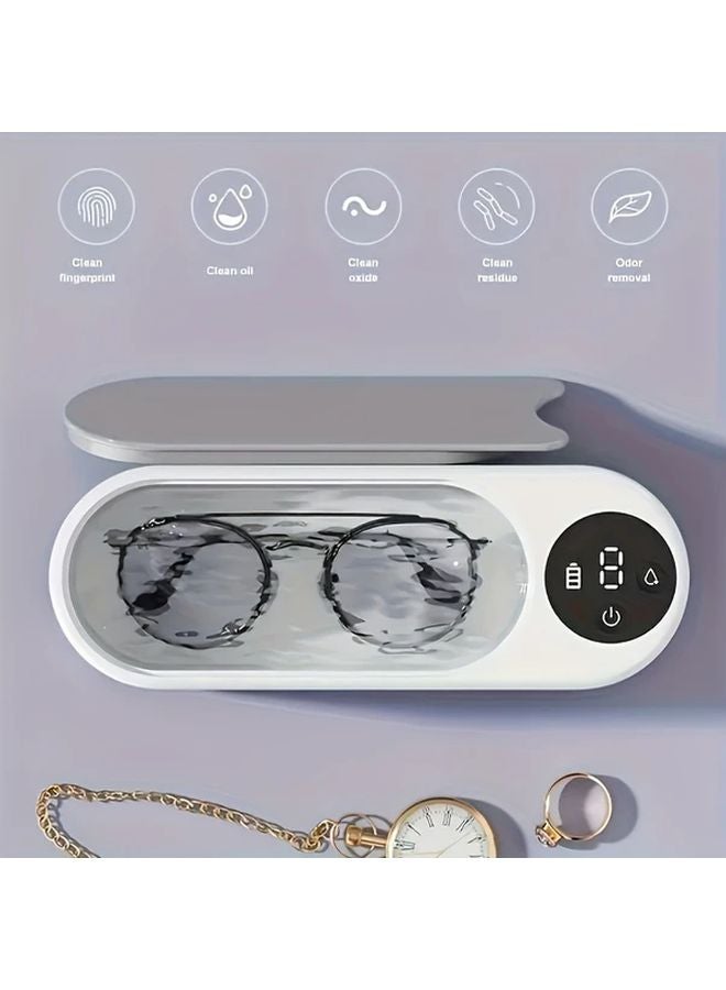 White Gray Rechargeable Glasses Jewelry Cleaner High Frequency Vibration for Watches Bracelets Makeup Brushes - Image 2