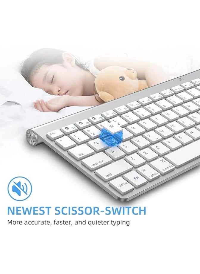 erorex Wireless Bluetooth Keyboard, Ultra-Slim Silent Portable Mini Keyboard for iPad/Tablet/Mac/Laptop/Desktop- Silver - Image 2