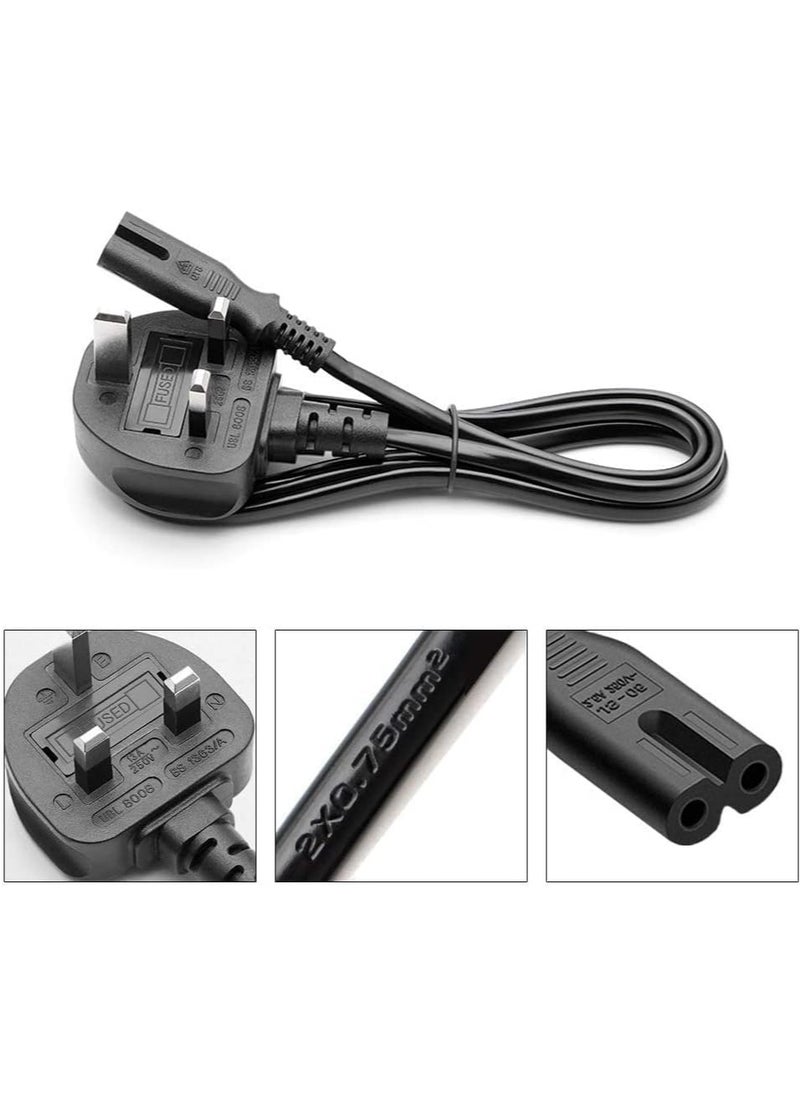 Generic - 1Pcs 5Meter Power Cable 3 Pin IEC/C7/UK Mains Plug to Figure 8 Connector Socket Power Cord Leads For Samsung/LG/TCL/Sony/TV/PS5/PS4/PS3/PC/Monitors Computer Printer Camera Home Audio Etc - Image 1