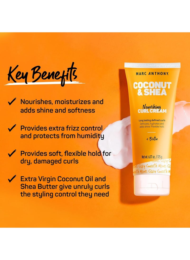 MARC ANTHONY كريم تجعيد الشعر مارك أنطوني بزيت جوز الهند البكر 100% وزبدة الشيا 175 مل — يحدد ويغذي التجاعيد - Image 4