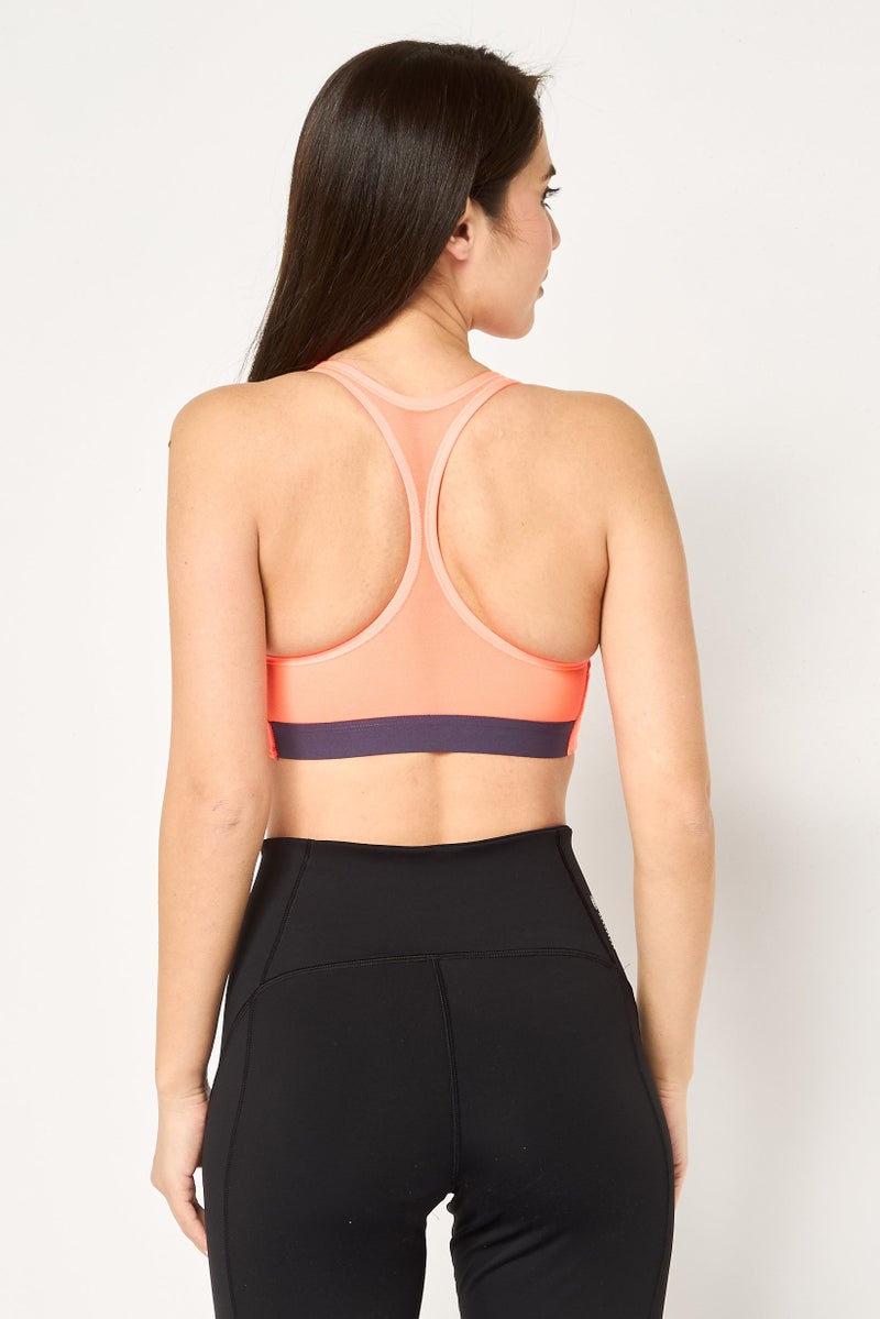 Nike Women Padded Brand Logo Training Sport Bra, Coral - Image 3
