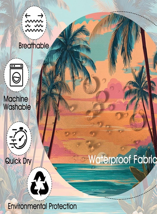 Mocsicka Tropical Shower Curtain Summer Coastal Palm Trees Floral Beach Shower Curtain Hawaii Sea Florals Decor Bath Curtain for Summer Bathroom Deocr Waterproof Bath Curtains 72 X 72 Inch - Image 4