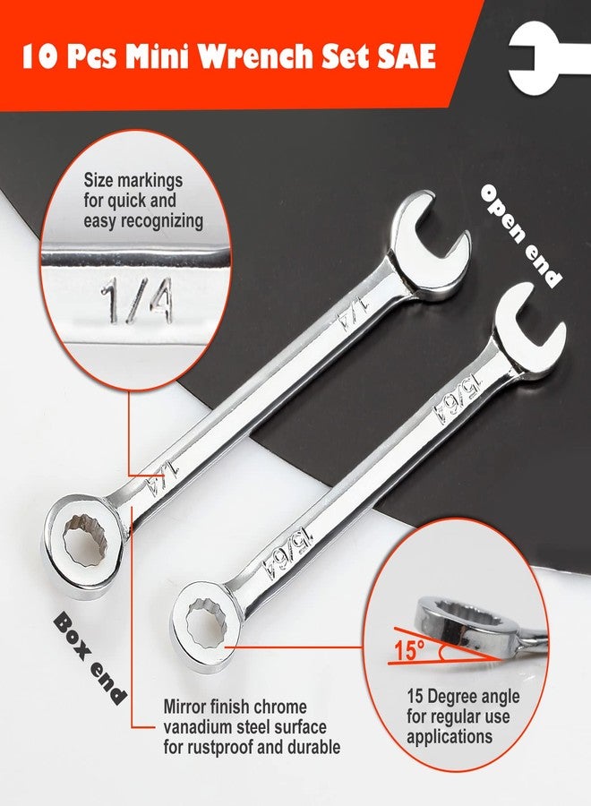 مجموعة مفاتيح ربط صغيرة من ليونتول، قياسية SAE، 10 قطع، من 5/32 بوصة إلى 7/16 بوصة، طرف مفتوح وطرف مغلق، مزودة بمشبك كارابين. هدية مثالية للرجال، الآباء، والأزواج، بمناسبة عيد العمال. - Image 2