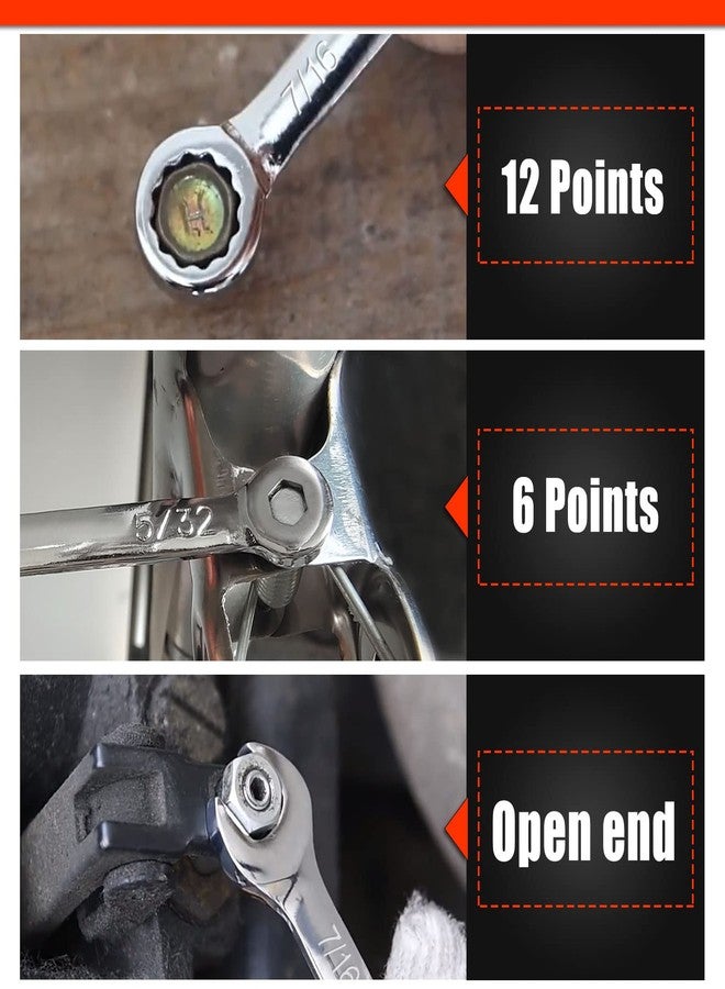 مجموعة مفاتيح ربط صغيرة من ليونتول، قياسية SAE، 10 قطع، من 5/32 بوصة إلى 7/16 بوصة، طرف مفتوح وطرف مغلق، مزودة بمشبك كارابين. هدية مثالية للرجال، الآباء، والأزواج، بمناسبة عيد العمال. - Image 3