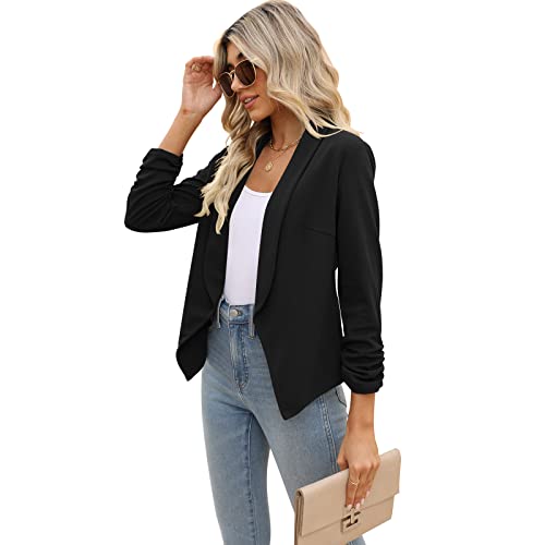 POGTMM Women's Autumn Oversize Slim Fit Lapel Suit Coat Jacket Blazer Outwear (L, Black) - Image 5