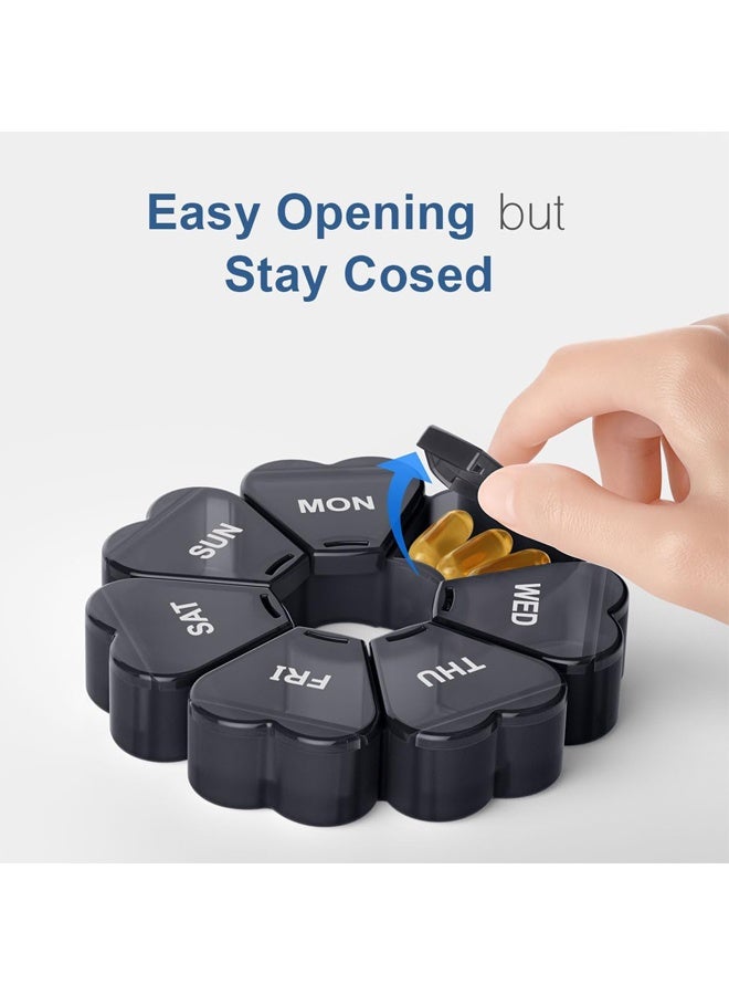 منظم حبوب أسبوعي كبير، صندوق حبوب 7 أيام، حافظة فيتامينات يومية من كابينز، مساحات تخزين كبيرة، حاويات حبوب لمكملات أدوية زيت السمك، لون أسود - Image 4