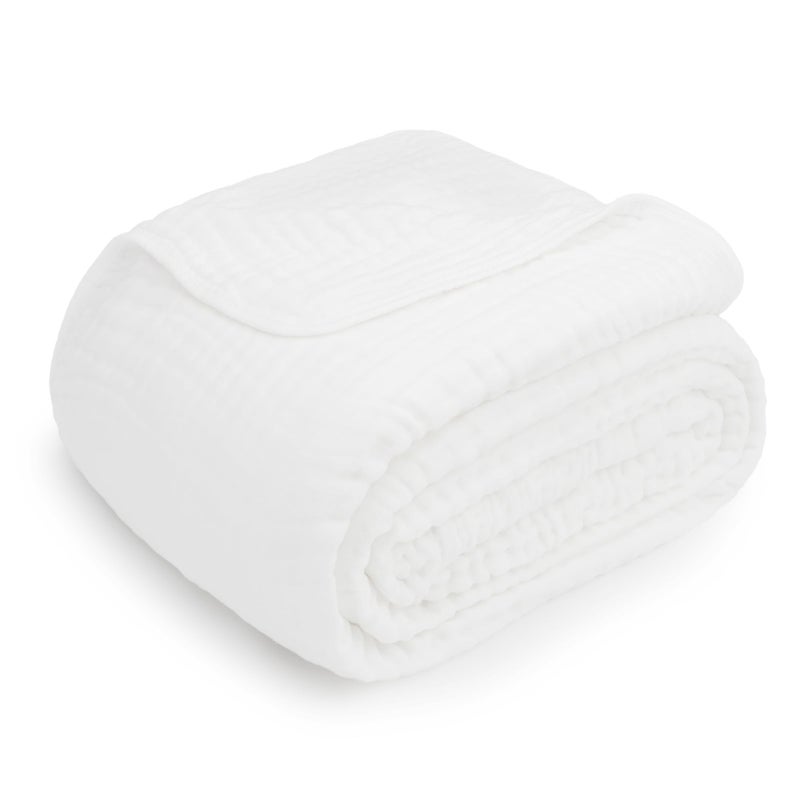 Comfy Cubs Muslin Blanket for Adults, Extra Large Twin 90” x 66”, 6 Layer Cooling Cotton Softness, Breathable & Warm Throw for Bedroom, Living Room Couch (White, Twin - Muslin) - Image 5