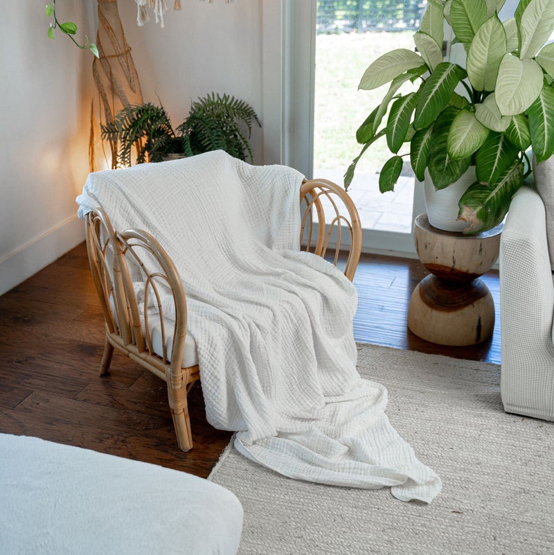 Comfy Cubs Muslin Blanket for Adults, Extra Large Twin 90” x 66”, 6 Layer Cooling Cotton Softness, Breathable & Warm Throw for Bedroom, Living Room Couch (White, Twin - Muslin) - Image 4