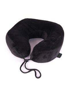 Max Comfort Modern medical travel neck pillow to prevent pain during travel, lightweight and easy to carry travel pillow with a luxurious soft velvet cover, black color  - Image 1