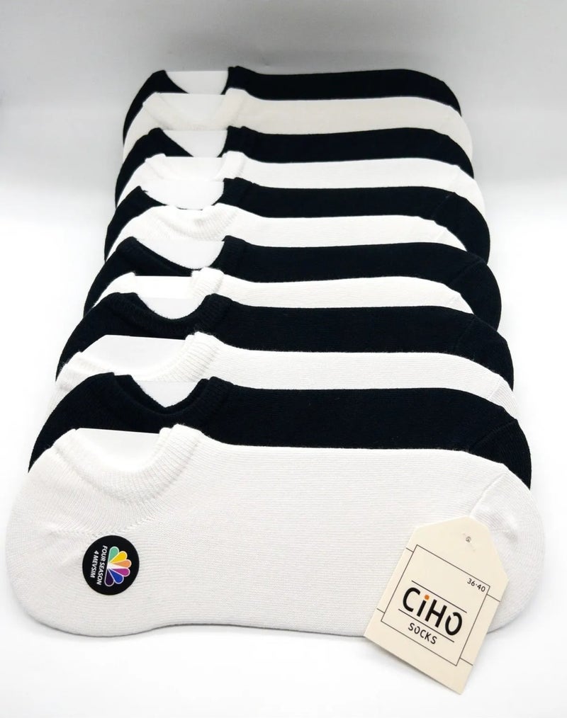Ciho Socks Daily Women's 12 Pairs Smooth Modal Black White Soft Touch Invisible Sneaker Booties Socks - Image 1