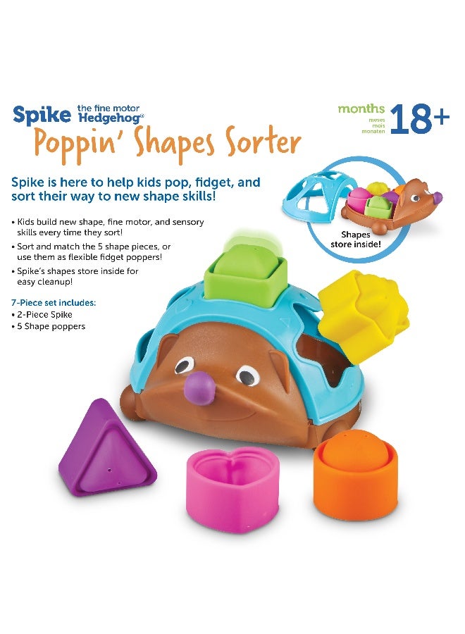 ليرننج ريسورسز موارد التعلم سبايك، لعبة فرز الأشكال، القنفذ ذو المهارات الحركية الدقيقة، مكونة من 7 قطع، لفرز الأشكال والتلاعب بها للأطفال الصغار، تُنمّي المهارات الحركية الدقيقة واللون والمهارات الحسية، للأعمار من 18 شهرًا فما فوق - Image 5