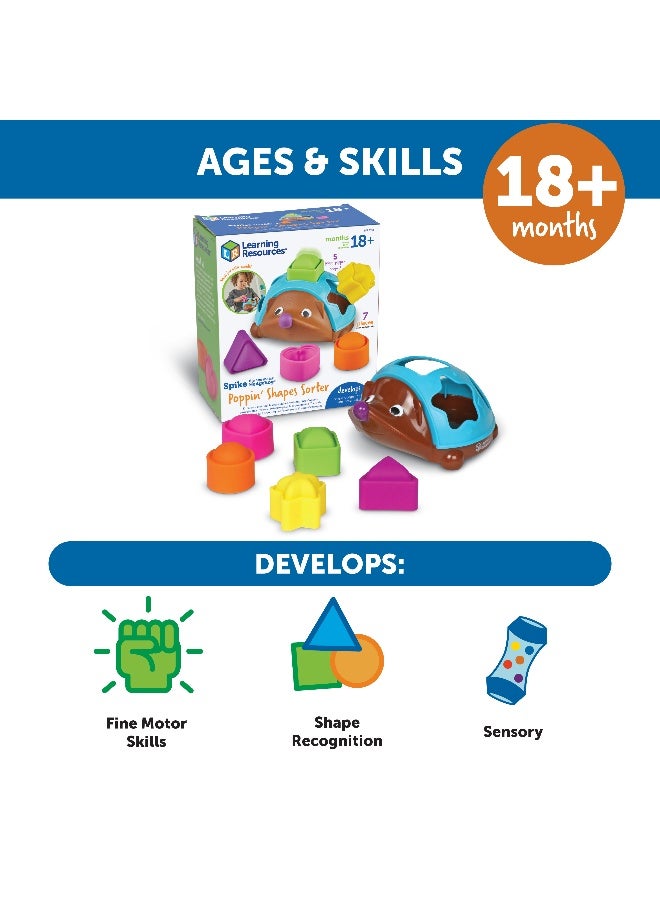 ليرننج ريسورسز موارد التعلم سبايك، لعبة فرز الأشكال، القنفذ ذو المهارات الحركية الدقيقة، مكونة من 7 قطع، لفرز الأشكال والتلاعب بها للأطفال الصغار، تُنمّي المهارات الحركية الدقيقة واللون والمهارات الحسية، للأعمار من 18 شهرًا فما فوق - Image 4