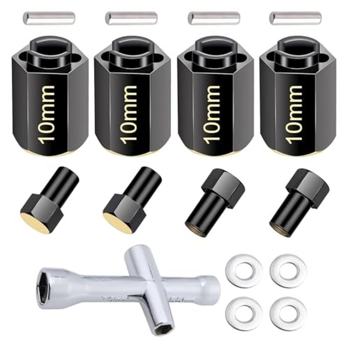 Hobbypark Brass Hex Extension for TRX4M Upgrades Parts Extended Wheel Hex Hubs Extenders Offset Spacers 1/18 RC Crawler Replacement (10mm) - Image 1
