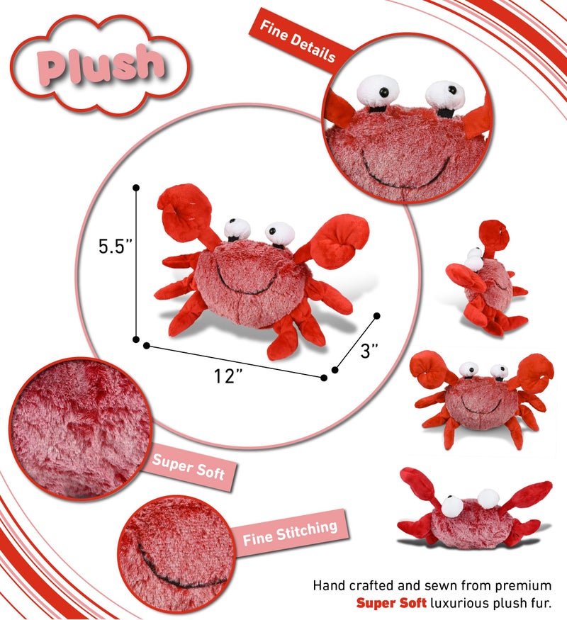 Puzzled Super Soft Red Crab Plush, 12" - Image 3