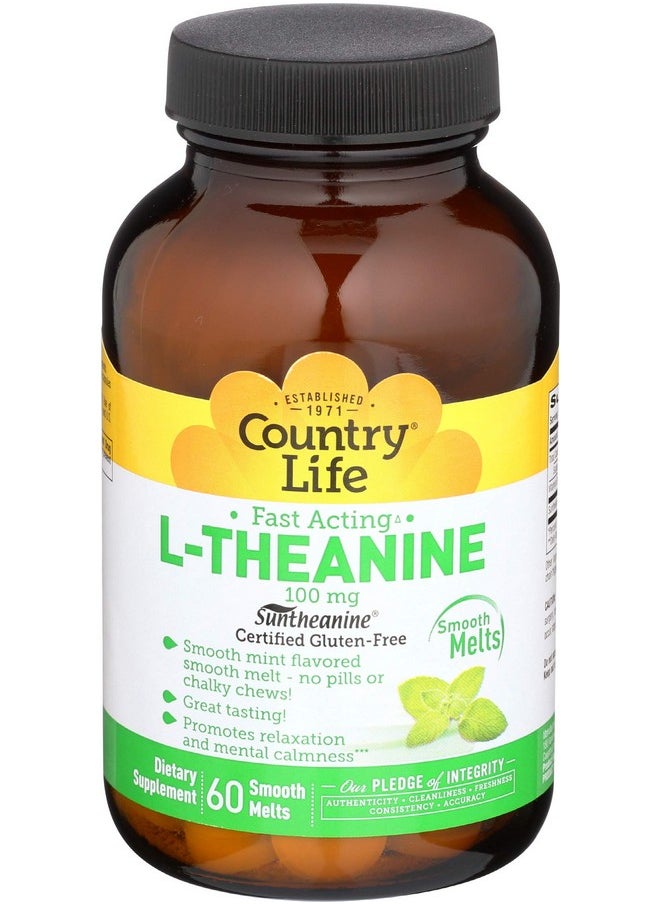 Country Life Country Life - L-Theanine, Fast Acting Mint Melts, 100 mg - 60 Smooth Melts 
