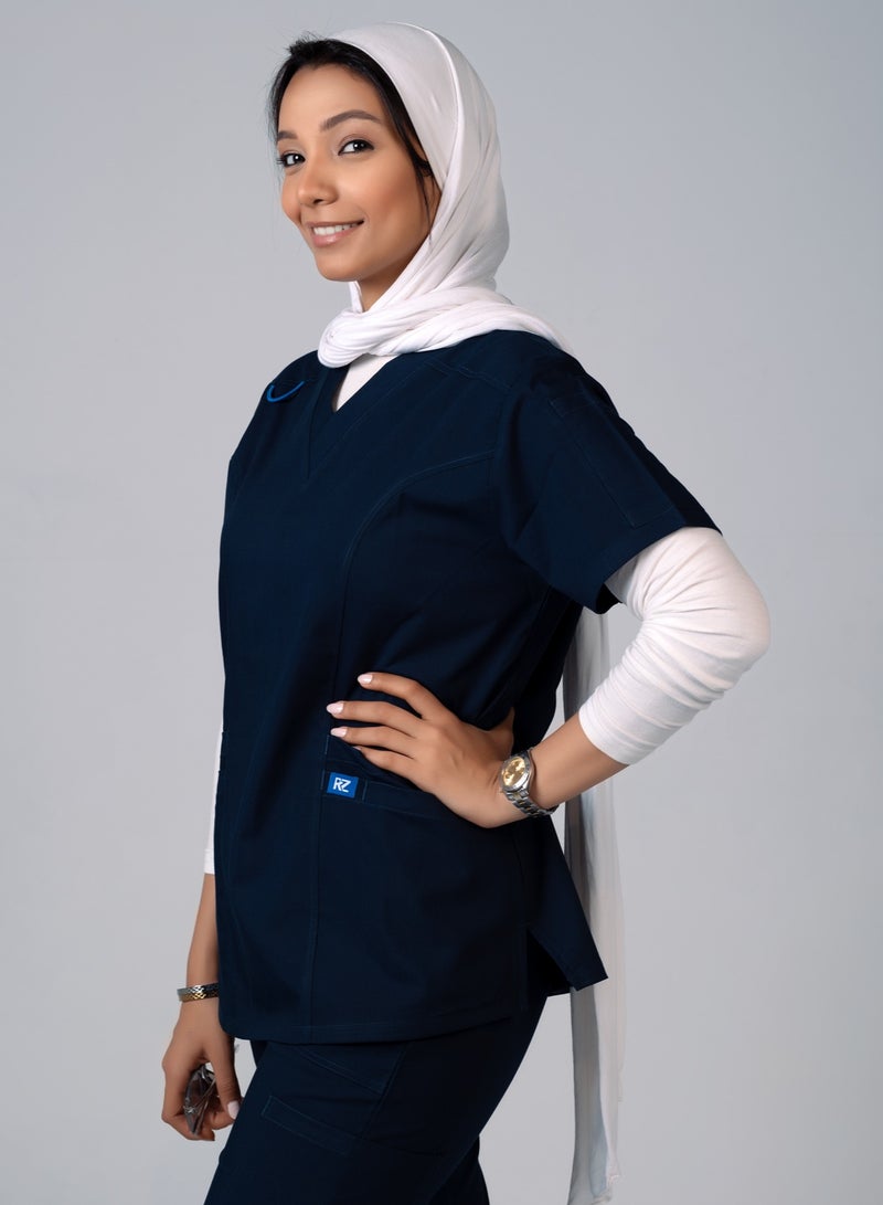 RZ A navy blue medical scrub from RZ that is comfortable, flexible and elegant  - Image 2