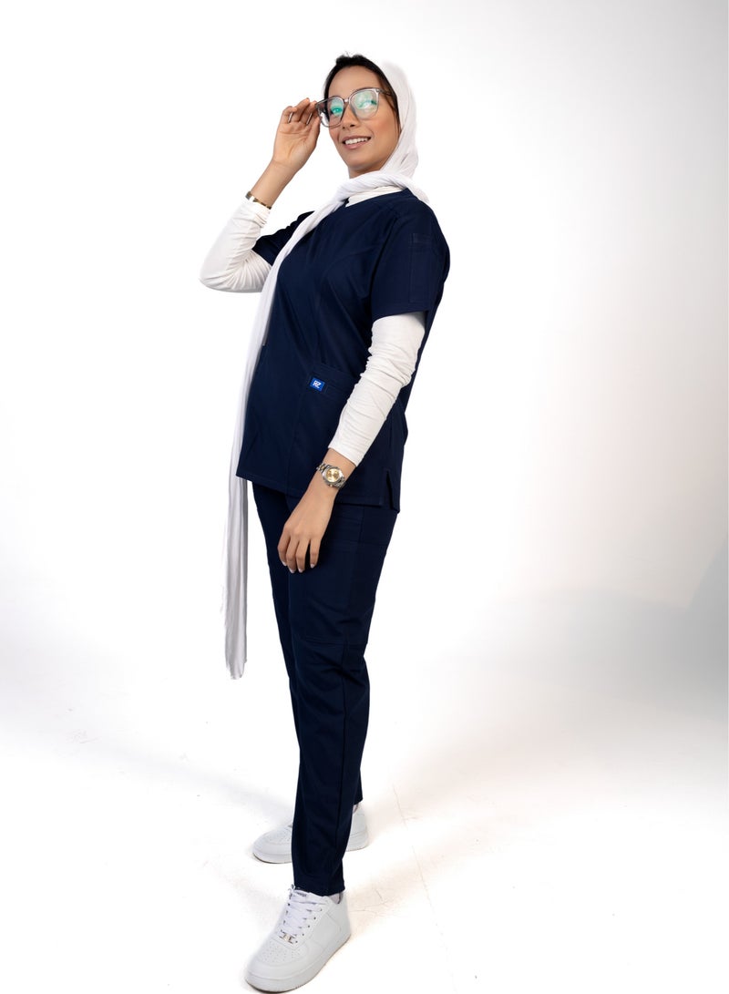 RZ A navy blue medical scrub from RZ that is comfortable, flexible and elegant  - Image 1