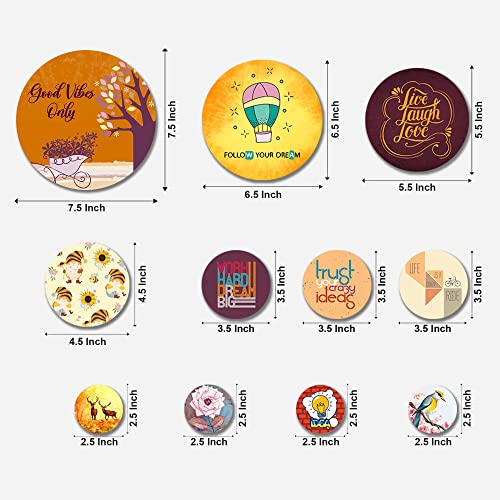 Artvibes Life Is A Crazy Ride Decorative Round Shape MDF Wooden Wall Hanging | Quotes Decor Item | Traveller Quotes Wall Art | Wall Poster | Home Decor | Unique Gift (WPS_115N), Set of 11 - Image 5