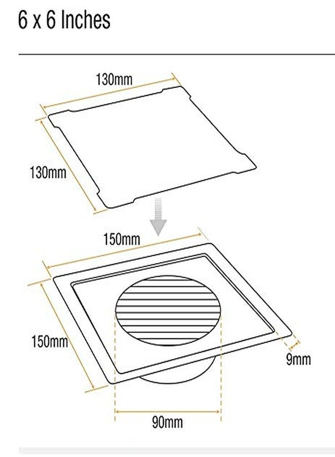 Jovial 401 SS 304 Grade Bathroom Floor Drain, Water Drain Grating, Drain Strainer, Floor Jali, Floor Grating - Image 4
