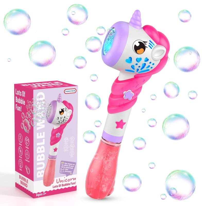 newcrave Bubble Machine Wand for Toddler Girls Toy Automatic Bubble Machine Maker Blower Toys with Light Outdoor Mower Party Toys for 3 4 5 Year Old Girl Easter Birthday Gifts Include Bubble Solution - Image 2