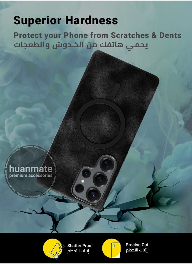 huanmate Galaxy S24 Ultra MagSafe Leather Texture Case - Black -【High-Grade Strong Magnets】【Premium Leather Texture】Ultra Slim Crystal Clear, Wireless Charging Compatible Cover for Samsung Galaxy S24 Ultra  - Image 5