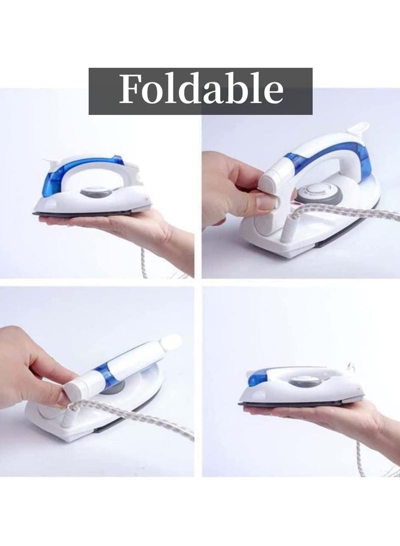 H&E ROCK Travel Iron Foldable & Portable Steam Iron, Mini Handheld Iron for Clothes Non Stick Adjustable Temperature Control Small Compact Travel Steamer (White) - Image 2