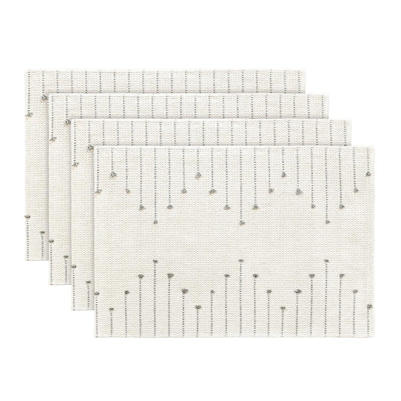 Artoid Mode Light Grey Farmhouse Woven Rustic Placemats Set of 4,12x18 Seasonal Holiday Macrame Burlap Kitchen Dining Table Decoration for Home Party Decor - Image 1