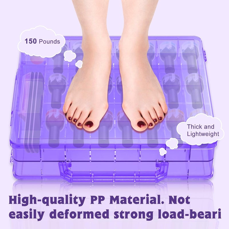 Subay 2 Pcs Portable Nail Polish Organizer, Clear Double Side Nail Polish Holder,Gel Nail Storage for 48 Bottles with 6 Adjustable Dividers in Each Side Space Saver - Image 5
