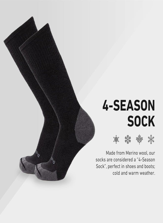GRIP6 Wool Boot Socks - Pack of 2 Small Merino Wool Socks Made in the USA - Lightweight Wool Hiking Socks - Warm Boot Socks for Men and Women - Cold Weather Gear (Black) - Image 3