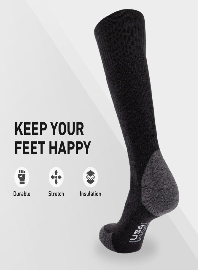 GRIP6 Wool Boot Socks - Pack of 2 Small Merino Wool Socks Made in the USA - Lightweight Wool Hiking Socks - Warm Boot Socks for Men and Women - Cold Weather Gear (Black) - Image 2