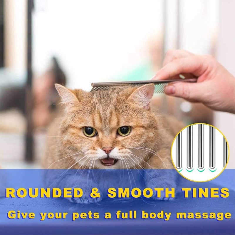 JUDEE Dog Combs with Rounded Ends Stainless Steel Teeth, Cat Comb for Removing Tangles and Knots, Professional Grooming Tool for Long and Short Haired Dog, Cat and other pets, 6.3IN/7.4IN, 2Pcs - Image 4