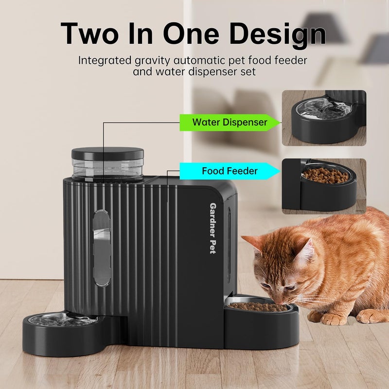 Gardner Pet Automatic Gravity Cat Food Feeder and Water Dispenser Stainless Steel Two-in-One Set Large Capacity Dispenser for Pets Dogs, Puppies, Kittens-(0.8 Gallons x 2) - Image 2
