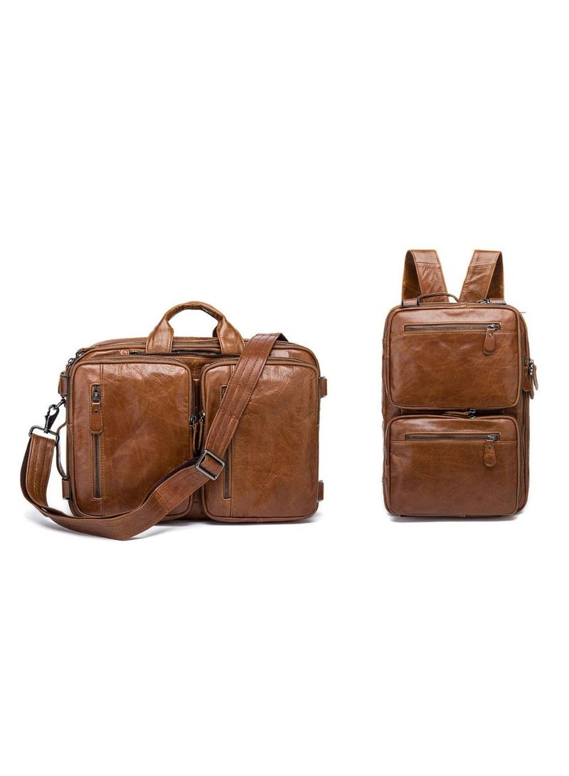 Goolink GL52615 Multi-Functional 3-in-1 Leather Business Bag - Unisex Convertible Backpack Messenger Briefcase - Image 1