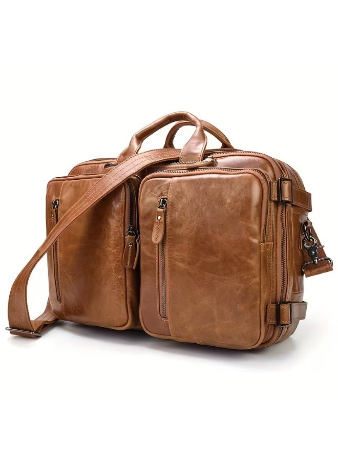 Goolink GL52615 Multi-Functional 3-in-1 Leather Business Bag - Unisex Convertible Backpack Messenger Briefcase - Image 2