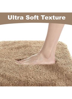 TYCOM Bathroom Rugs Bath Mat 40 BY 60 CM Non-Slip Fluffy Soft Plush Microfiber Shower Carpet Rug Machine Washable Quick Dry Ultra Bath Mats for Tub Bathroom and Shower Camel.  - Image 4