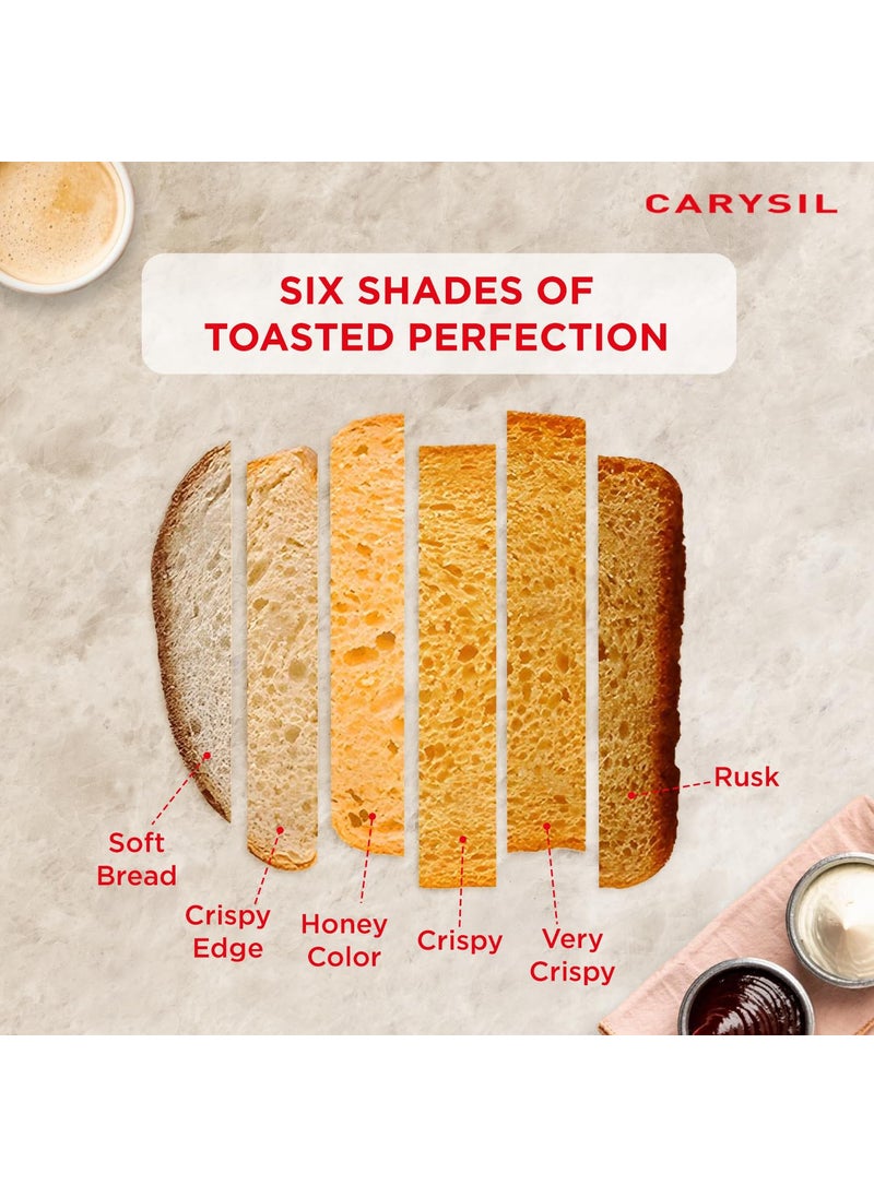 Carysil Carysil 2Slice Bread Toaster with Retro Design 6 Browning Settings Defrost Reheat Cancel Functions LED Lighting Stainless Steel Body Black Finish 220V 1Year Warranty  - Image 4