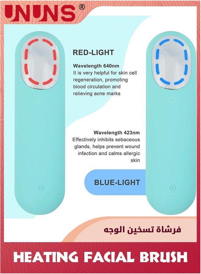 UNUNS Sonic Facial Cleansing Brush,Power Face Scrubber With 5 Speed Modes,Waterproof 3 in 1 Anion Import 45℃ Heating Massage,USB Rechargeable Silicone Brush,Blue - Image 4