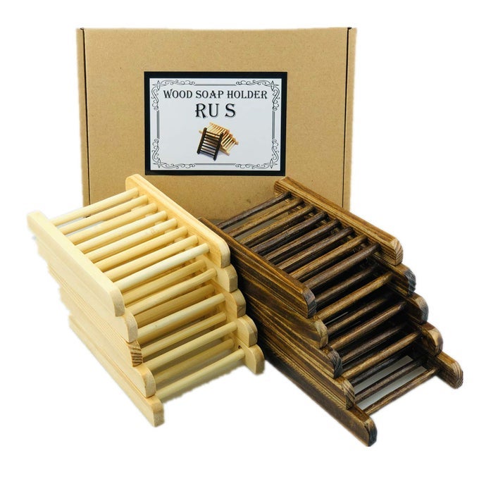 10 PIECE HOME BAMBOO WOOD SOAP HOLDER BATHROOM WOODEN SOAP CASE HAND CRAFT BATHTUB SHOWER DISH ACCESSORIES CHARCOAL AND WOODEN