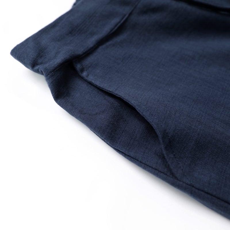 Tanming Linen Pants for Women Summer Casual High Waisted Drawstring White Beach Pant (Navy,XXL) - Image 3