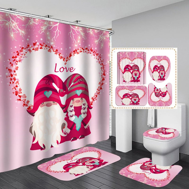 Y&D Christmas Design Decor Shower Curtain ,4 Piece Matching Window Bath Rug Mate and Shower Curtain Sets of Christmas - Image 4