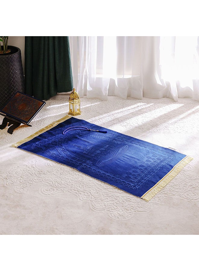 DANUBE HOME Danube Home Janamaz Embossed Prayer Mat with Beads - Blue - 70x110 cm | Polyester Prayer Mat For Prayer Room  - Image 4