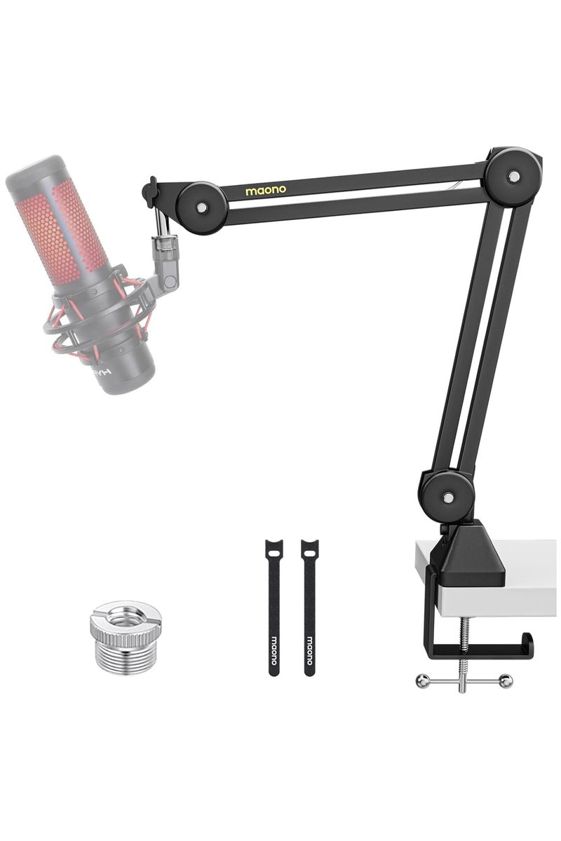 ماونو حامل ميكروفون MAONO BA37 القابل للتعديل – ذراع تعليق مع مشبك للمكتب ومحول 3/8 و5/8 للبودكاست، البث، الألعاب وتسجيل الاستوديو – أسود - Image 1