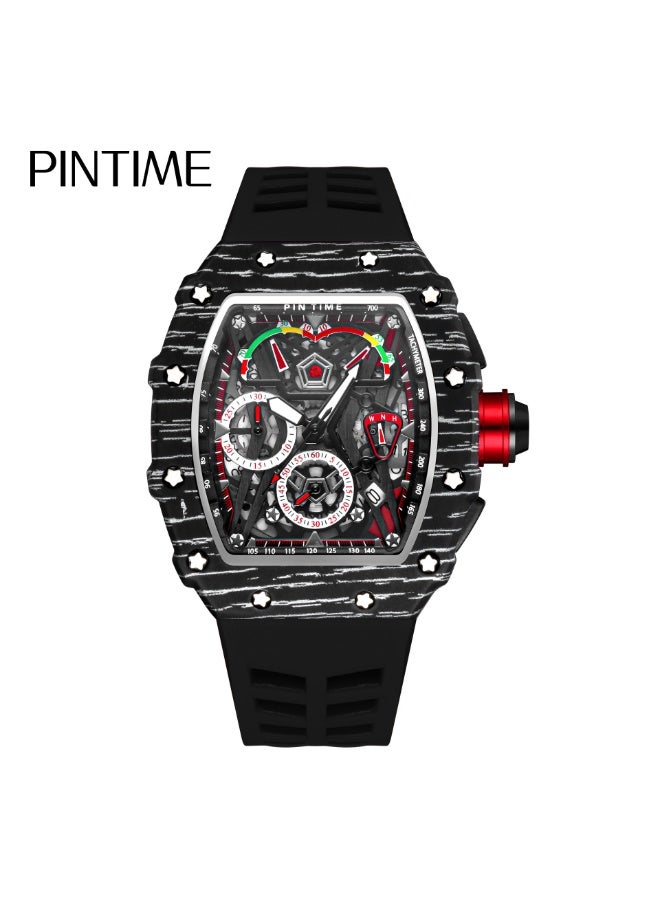 PINTIME Fashion Mens Watch Hallow Punk Chronograph Sports Wristwatch Luxury Designer Mens Watch - Image 1
