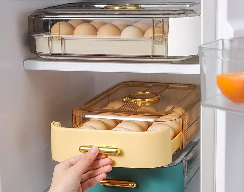 Kresal Large Capacity Egg Holder for Refrigerator Egg Fresh Storage Box for Fridge Egg Storage Container Clear Plastic Egg Box 1821 Grid Drawer Type Egg Crisper Kitchen Egg Tray Multicolor - Image 3