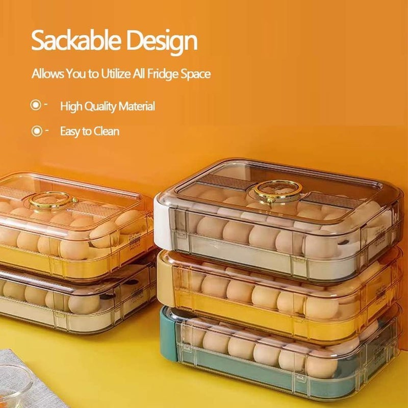 Kresal Large Capacity Egg Holder for Refrigerator Egg Fresh Storage Box for Fridge Egg Storage Container Clear Plastic Egg Box 1821 Grid Drawer Type Egg Crisper Kitchen Egg Tray Multicolor - Image 5